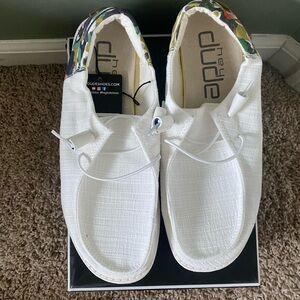 Hey Dude White Loafers with Easy Slip-On Design